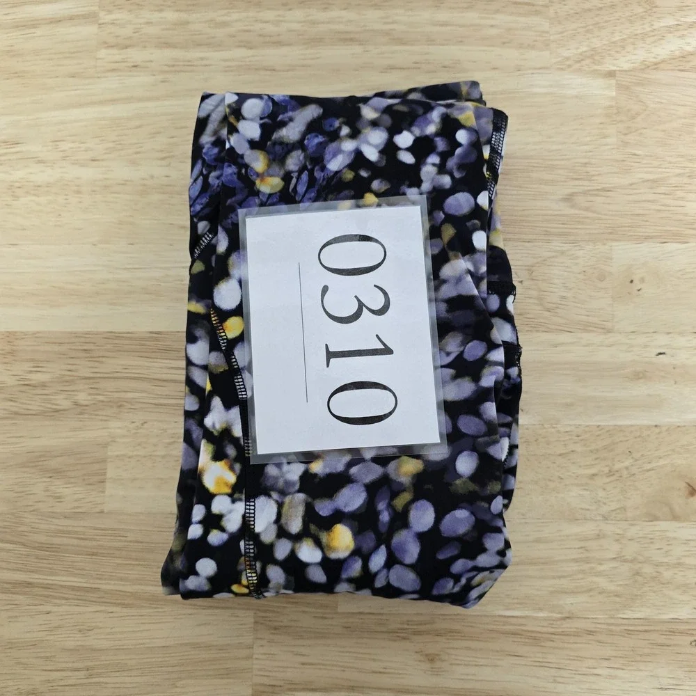 Lululemon‎ Leggings Womens 2 Black Purple Yellow High Rise Yoga Workout Printed